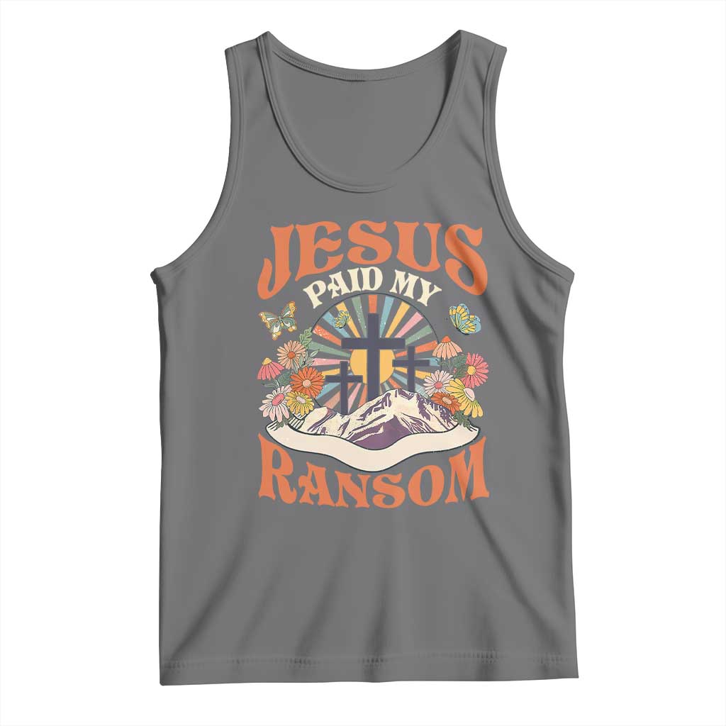 Jesus Paid My Ransom Tank Top Jesus Christian Faith Good Friday Bible Verse TS11 Black Heather Print Your Wear
