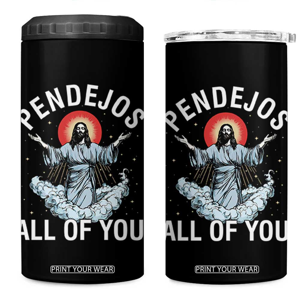 Jesus Sarcastic Humor 4 in 1 Can Cooler Tumbler Pendejos All Of You TS10 One Size: 16 oz Black Print Your Wear