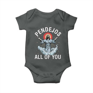 Jesus Sarcastic Humor Baby Onesie Pendejos All Of You TS10 Dark Heather Print Your Wear