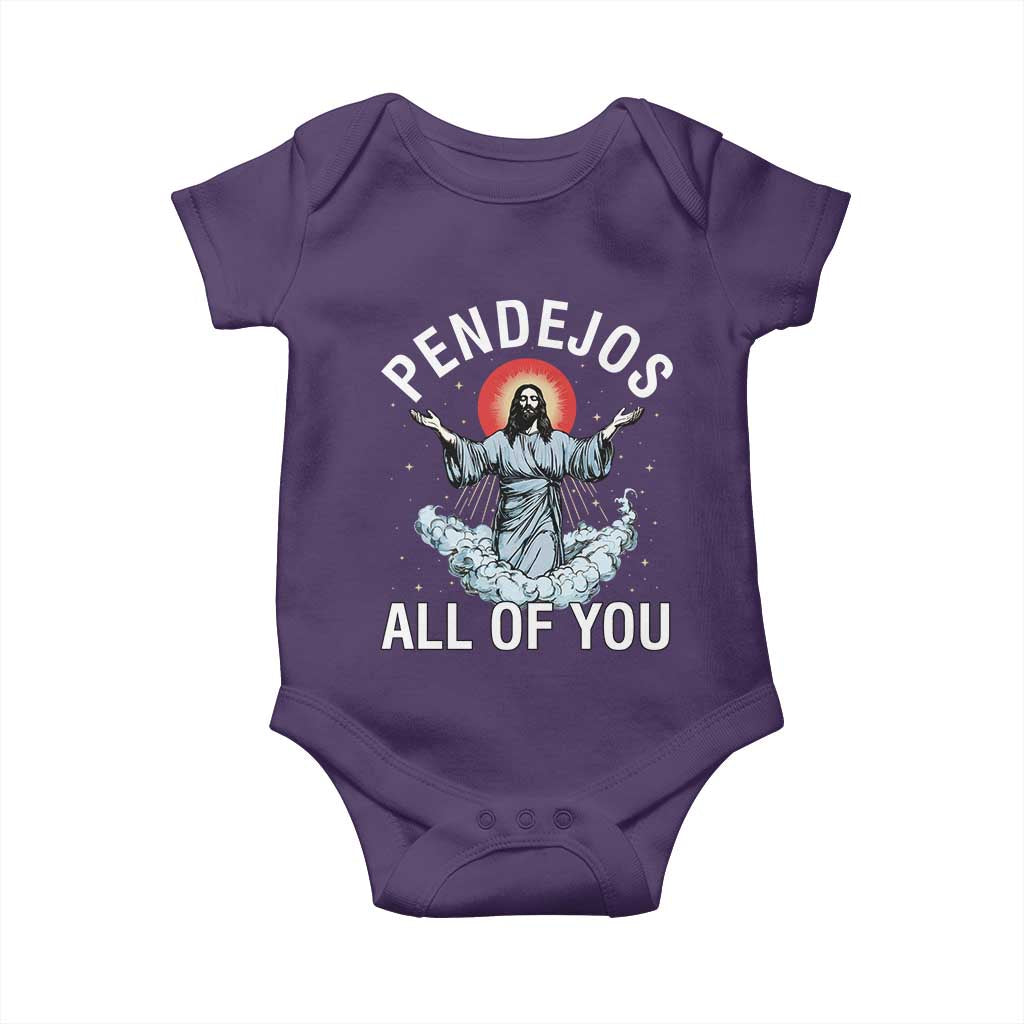 Jesus Sarcastic Humor Baby Onesie Pendejos All Of You TS10 Purple Print Your Wear