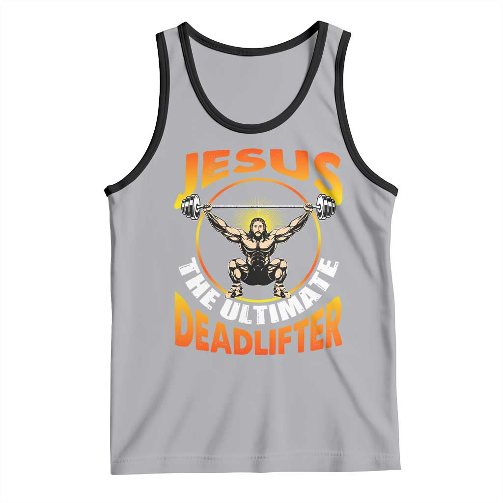 Jesus The Ultimate Deadlifter Tank Top Funny Jesus Workout Motivation Bodybuilding Fitness TS02 Athletic Heather Black Print Your Wear
