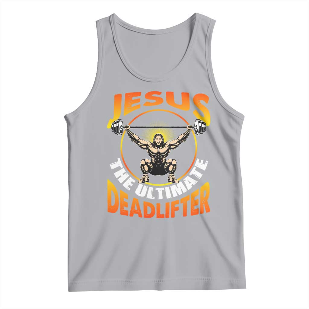 Jesus The Ultimate Deadlifter Tank Top Funny Jesus Workout Motivation Bodybuilding Fitness TS02 Athletic Heather Print Your Wear