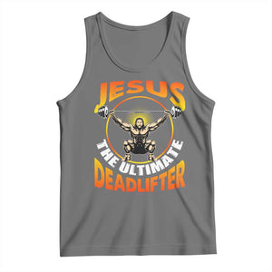 Jesus The Ultimate Deadlifter Tank Top Funny Jesus Workout Motivation Bodybuilding Fitness TS02 Black Heather Print Your Wear