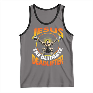 Jesus The Ultimate Deadlifter Tank Top Funny Jesus Workout Motivation Bodybuilding Fitness TS02 Deep Heather Black Print Your Wear
