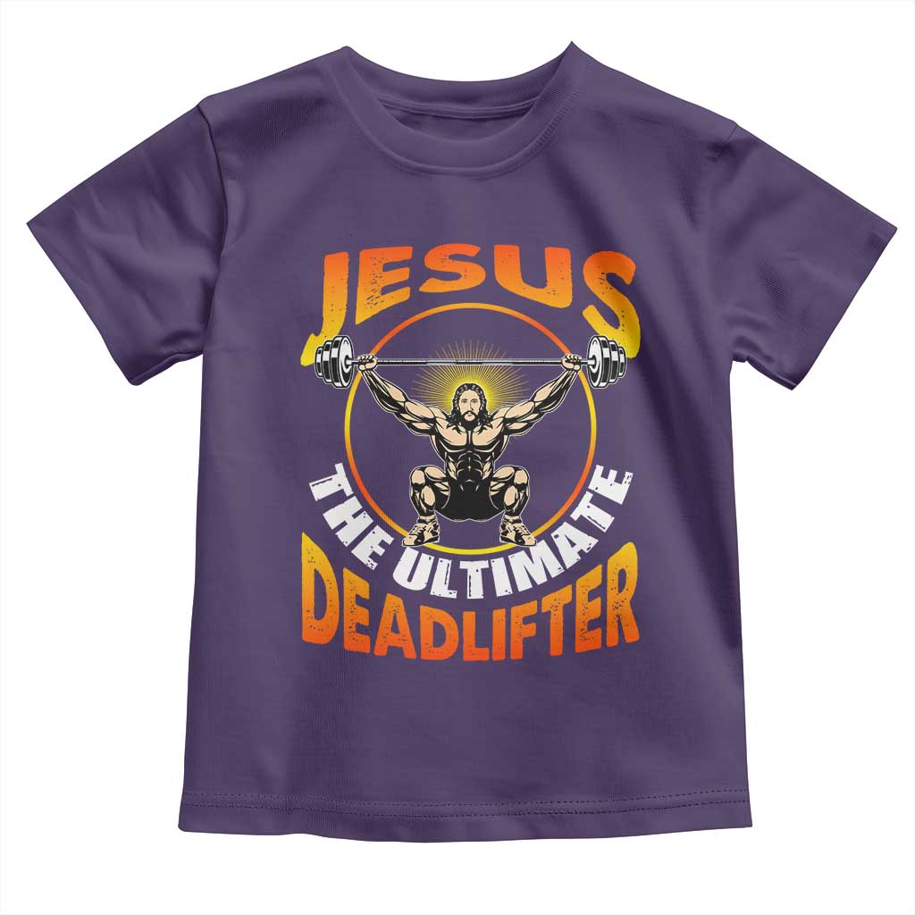 Jesus The Ultimate Deadlifter Toddler T Shirt Funny Jesus Workout Motivation Bodybuilding Fitness TS02 Purple Print Your Wear