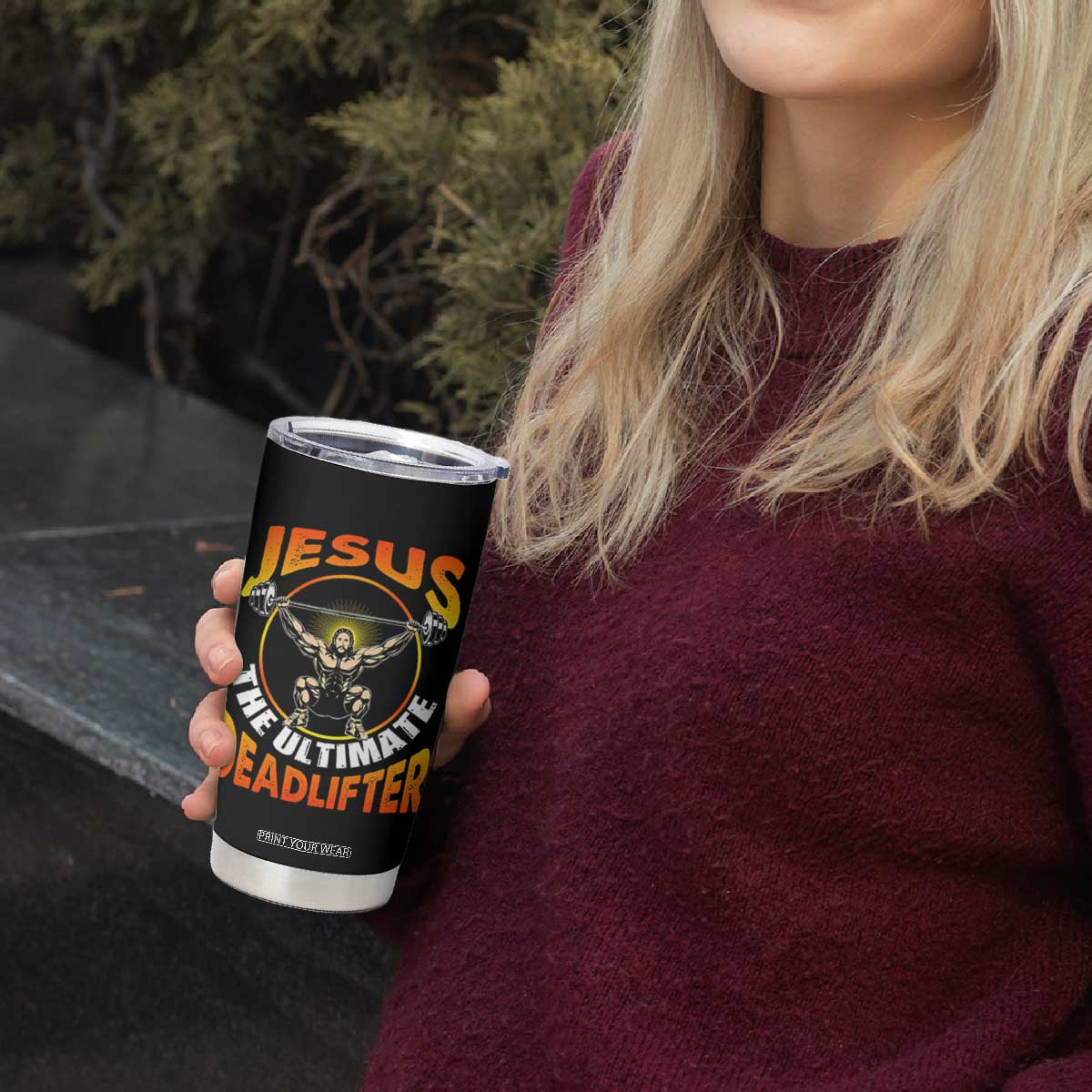 Jesus The Ultimate Deadlifter Tumbler Cup Funny Jesus Workout Motivation Bodybuilding Fitness TS02 Print Your Wear