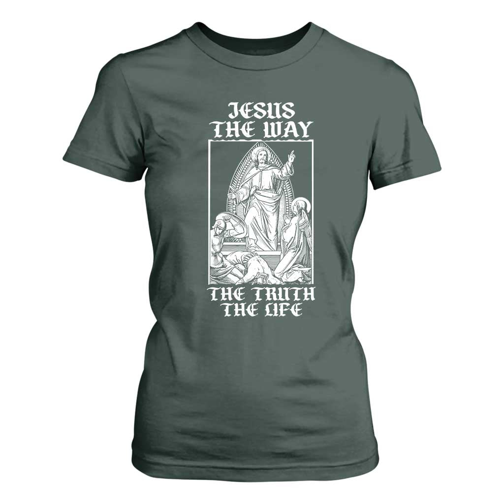 Jesus The Way The Truth The Life T Shirt For Women Religious Christian Faith TS02 Dark Forest Green Print Your Wear