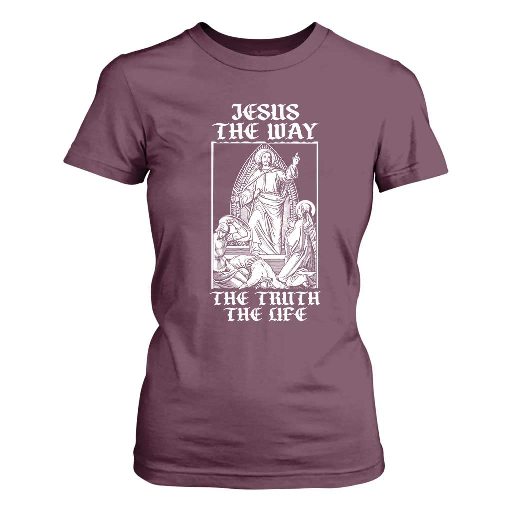 Jesus The Way The Truth The Life T Shirt For Women Religious Christian Faith TS02 Maroon Print Your Wear