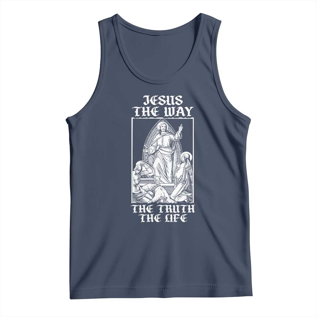Jesus The Way The Truth The Life Tank Top Religious Christian Faith TS02 Navy Print Your Wear