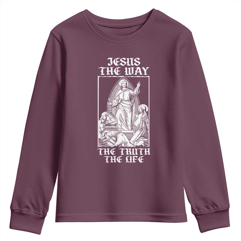 Jesus The Way The Truth The Life Youth Sweatshirt Religious Christian Faith TS02 Maroon Print Your Wear
