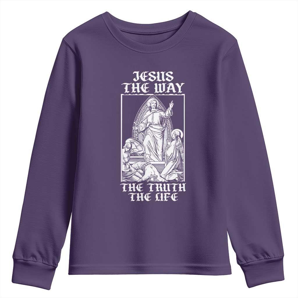 Jesus The Way The Truth The Life Youth Sweatshirt Religious Christian Faith TS02 Purple Print Your Wear