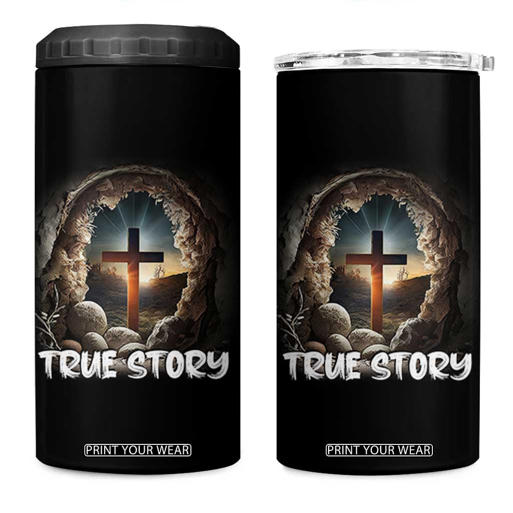 Jesus True Story 4 in 1 Can Cooler Tumbler Resurrection He Is Risen Religious Easter TS02 One Size: 16 oz Black Print Your Wear