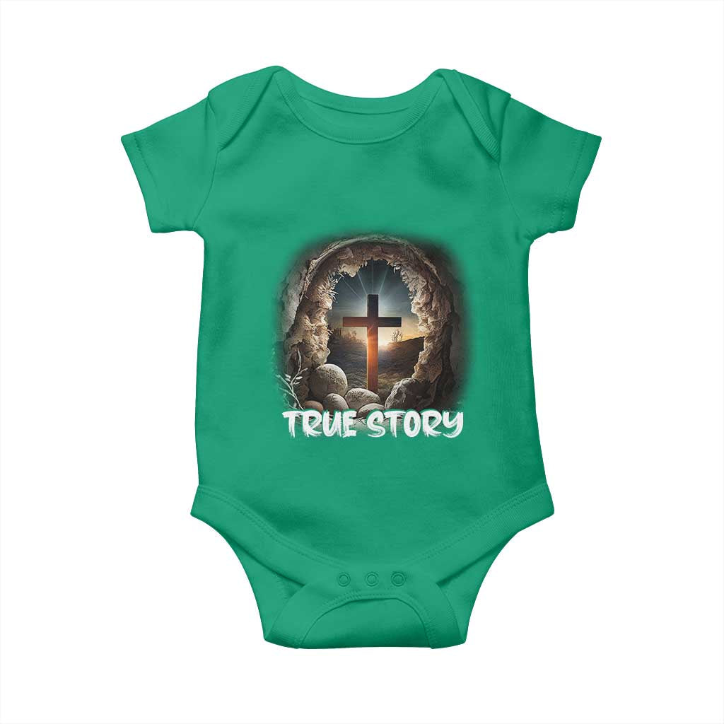 Jesus True Story Baby Onesie Resurrection He Is Risen Religious Easter TS02 Irish Green Print Your Wear