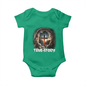 Jesus True Story Baby Onesie Resurrection He Is Risen Religious Easter TS02 Irish Green Print Your Wear