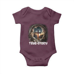 Jesus True Story Baby Onesie Resurrection He Is Risen Religious Easter TS02 Maroon Print Your Wear