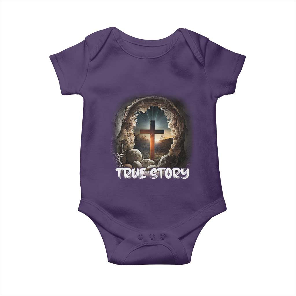 Jesus True Story Baby Onesie Resurrection He Is Risen Religious Easter TS02 Purple Print Your Wear