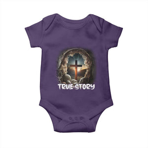 Jesus True Story Baby Onesie Resurrection He Is Risen Religious Easter TS02 Purple Print Your Wear