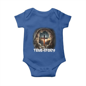 Jesus True Story Baby Onesie Resurrection He Is Risen Religious Easter TS02 Royal Blue Print Your Wear