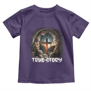 Jesus True Story Toddler T Shirt Resurrection He Is Risen Religious Easter TS02 Purple Print Your Wear