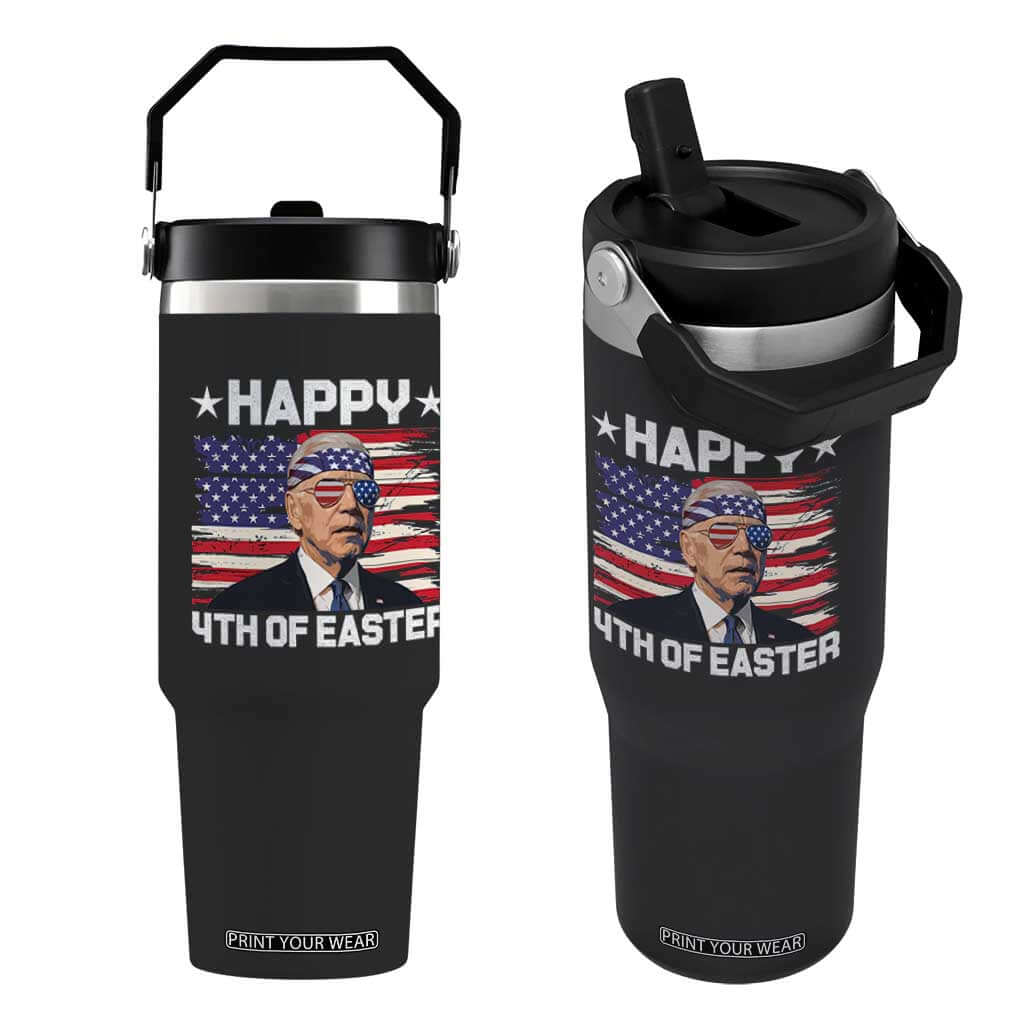 Joe Biden Happy Easter For Funny 4th Of July Flip Straw Tumbler USA American Flag TS10 One Size: 30 oz Black Print Your Wear