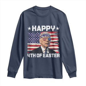 Joe Biden Happy Easter For Funny 4th Of July Long Sleeve Shirt USA American Flag TS10 Navy Print Your Wear