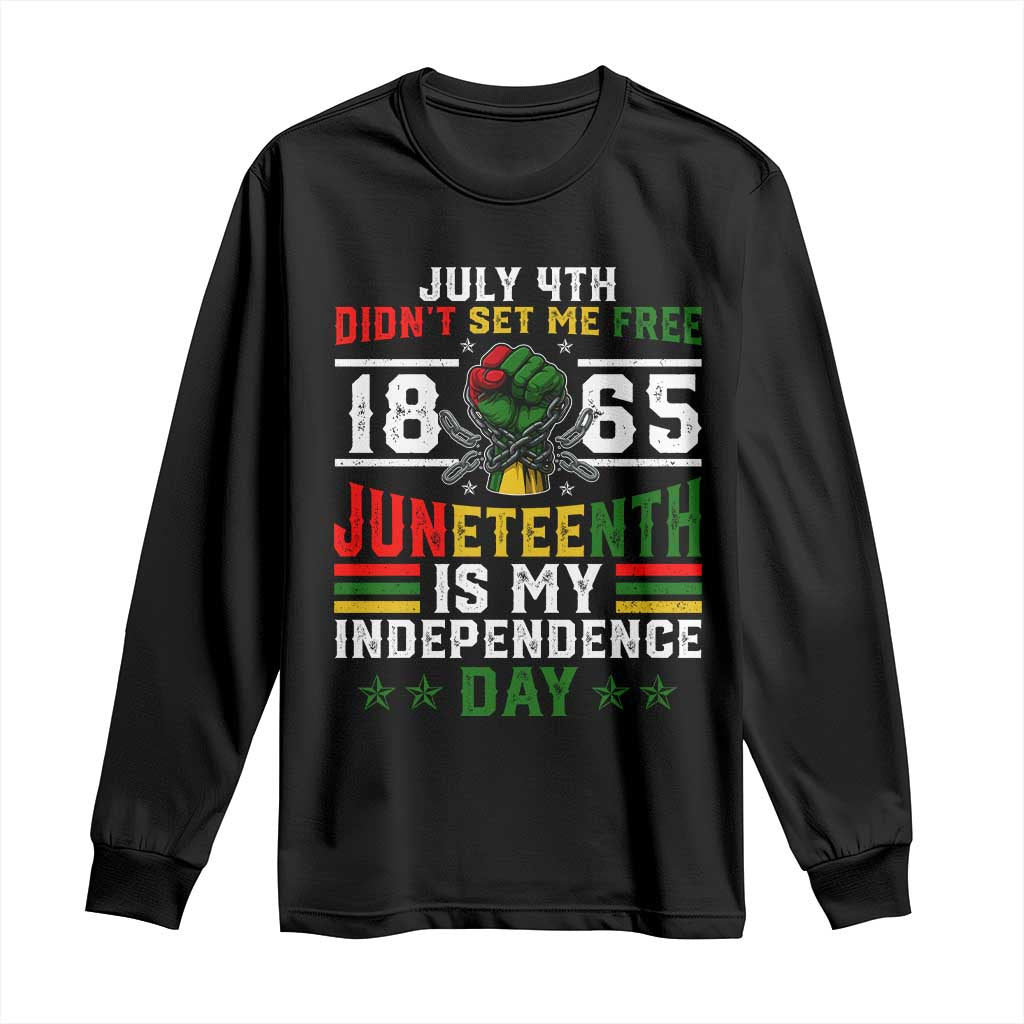 July 4th Didn't Set Me Free 1865 Juneteenth Is My Independence Day Long Sleeve Shirt TS11 Black Print Your Wear