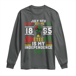July 4th Didn't Set Me Free 1865 Juneteenth Is My Independence Day Long Sleeve Shirt TS11 Dark Heather Print Your Wear