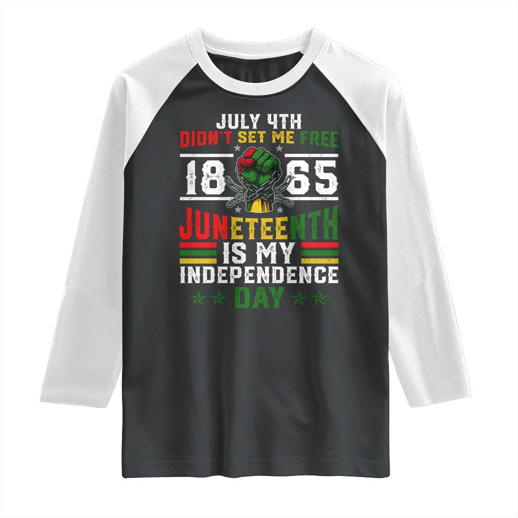 July 4th Didn't Set Me Free 1865 Juneteenth Is My Independence Day Raglan Shirt TS11 Black White Print Your Wear