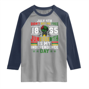 July 4th Didn't Set Me Free 1865 Juneteenth Is My Independence Day Raglan Shirt TS11 Sport Gray Navy Print Your Wear