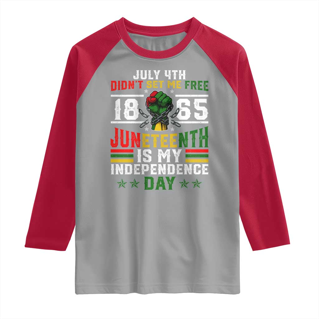 July 4th Didn't Set Me Free 1865 Juneteenth Is My Independence Day Raglan Shirt TS11 Sport Gray Red Print Your Wear
