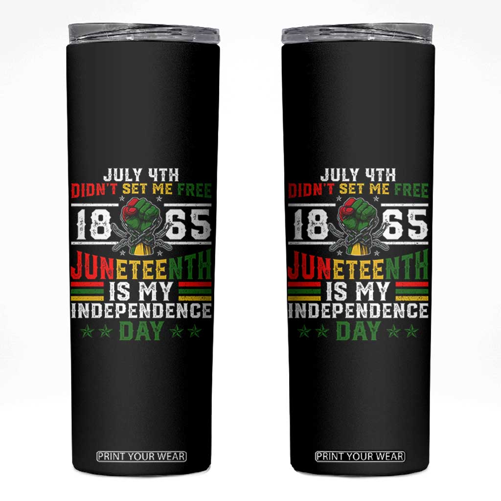 July 4th Didn't Set Me Free 1865 Juneteenth Is My Independence Day Skinny Tumbler TS11 Black Print Your Wear