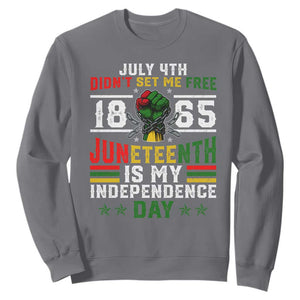 July 4th Didn't Set Me Free 1865 Juneteenth Is My Independence Day Sweatshirt TS11 Charcoal Print Your Wear