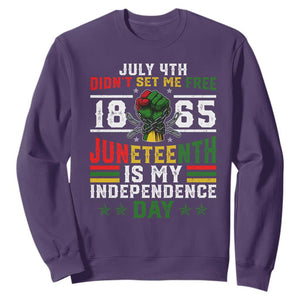 July 4th Didn't Set Me Free 1865 Juneteenth Is My Independence Day Sweatshirt TS11 Purple Print Your Wear