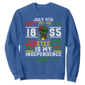 July 4th Didn't Set Me Free 1865 Juneteenth Is My Independence Day Sweatshirt TS11 Royal Blue Print Your Wear