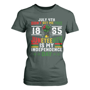 July 4th Didn't Set Me Free 1865 Juneteenth Is My Independence Day T Shirt For Women TS11 Dark Forest Green Print Your Wear