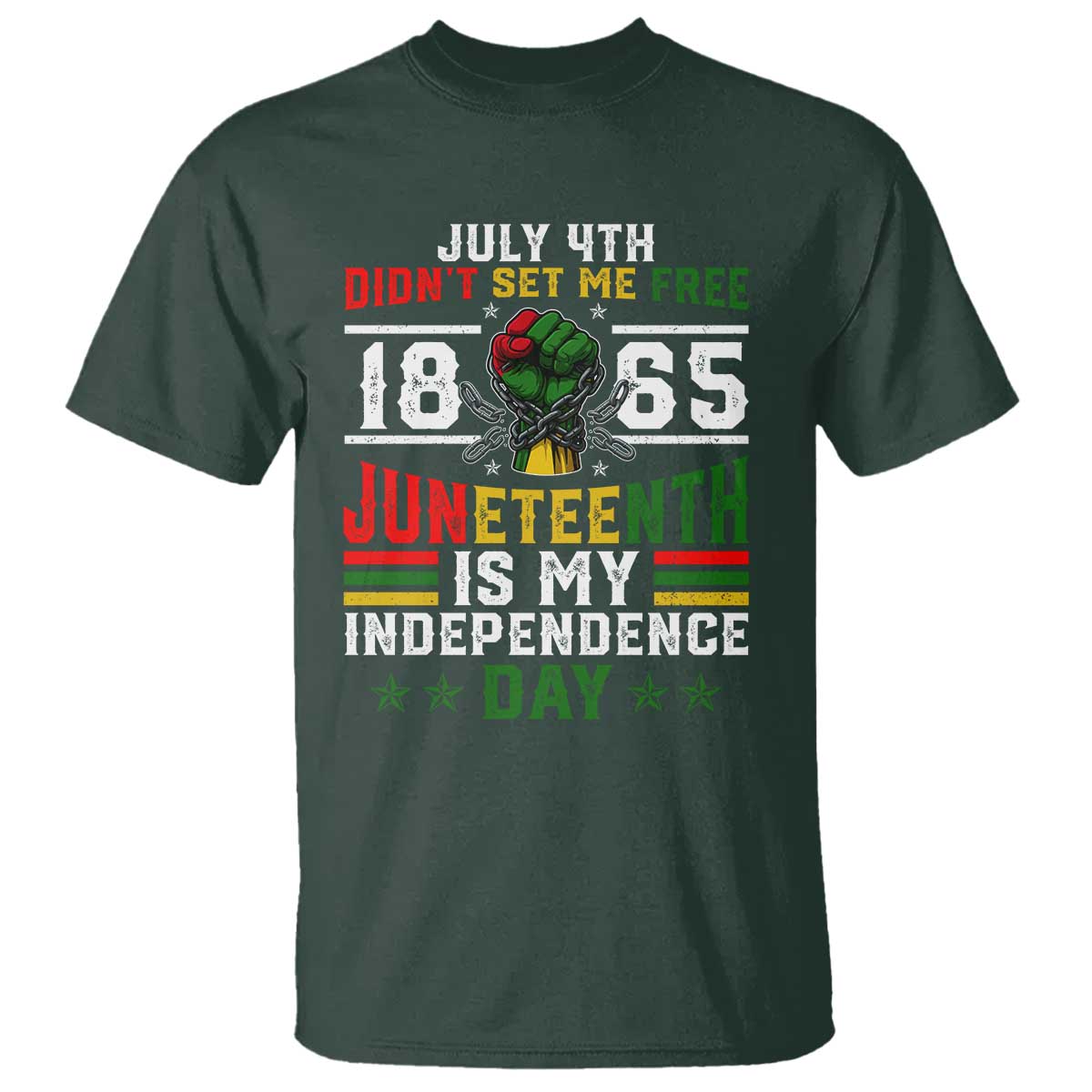 July 4th Didn't Set Me Free 1865 Juneteenth Is My Independence Day T Shirt TS11 Dark Forest Green Print Your Wear
