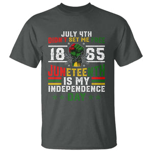 July 4th Didn't Set Me Free 1865 Juneteenth Is My Independence Day T Shirt TS11 Dark Heather Print Your Wear