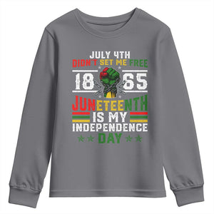 July 4th Didn't Set Me Free 1865 Juneteenth Is My Independence Day Youth Sweatshirt TS11 Charcoal Print Your Wear