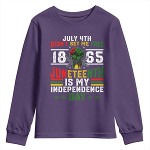 July 4th Didn't Set Me Free 1865 Juneteenth Is My Independence Day Youth Sweatshirt TS11 Purple Print Your Wear