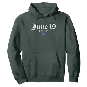 June 19 1865 Juneteenth Flag Hoodie Celebrating Black Freedom History TS10 Dark Forest Green Print Your Wear