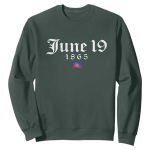 June 19 1865 Juneteenth Flag Sweatshirt Celebrating Black Freedom History TS10 Dark Forest Green Print Your Wear