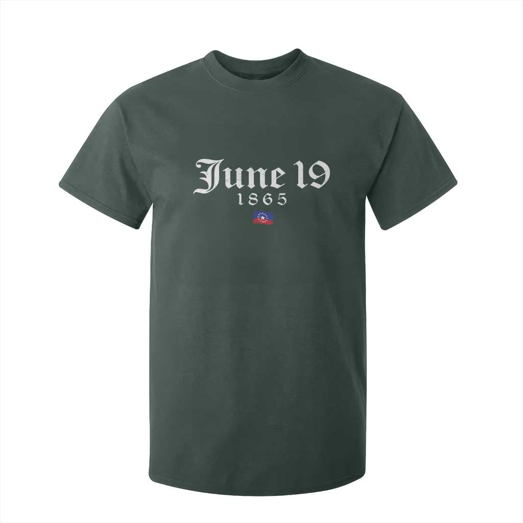 June 19 1865 Juneteenth Flag T Shirt For Kid Celebrating Black Freedom History TS10 Dark Forest Green Print Your Wear