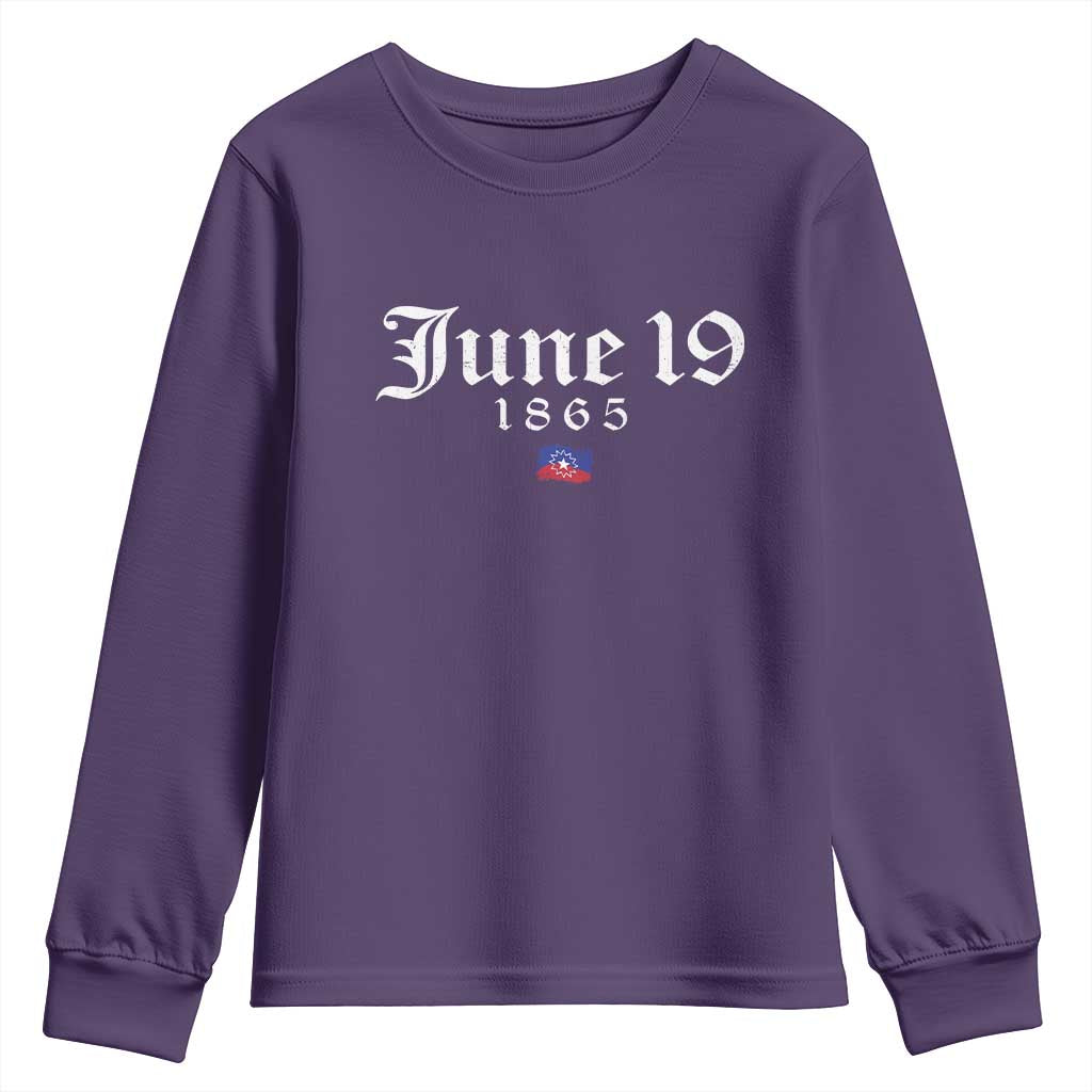 June 19 1865 Juneteenth Flag Youth Sweatshirt Celebrating Black Freedom History TS10 Purple Print Your Wear