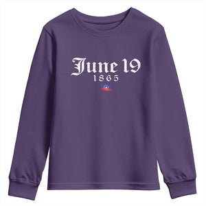 June 19 1865 Juneteenth Flag Youth Sweatshirt Celebrating Black Freedom History TS10 Purple Print Your Wear