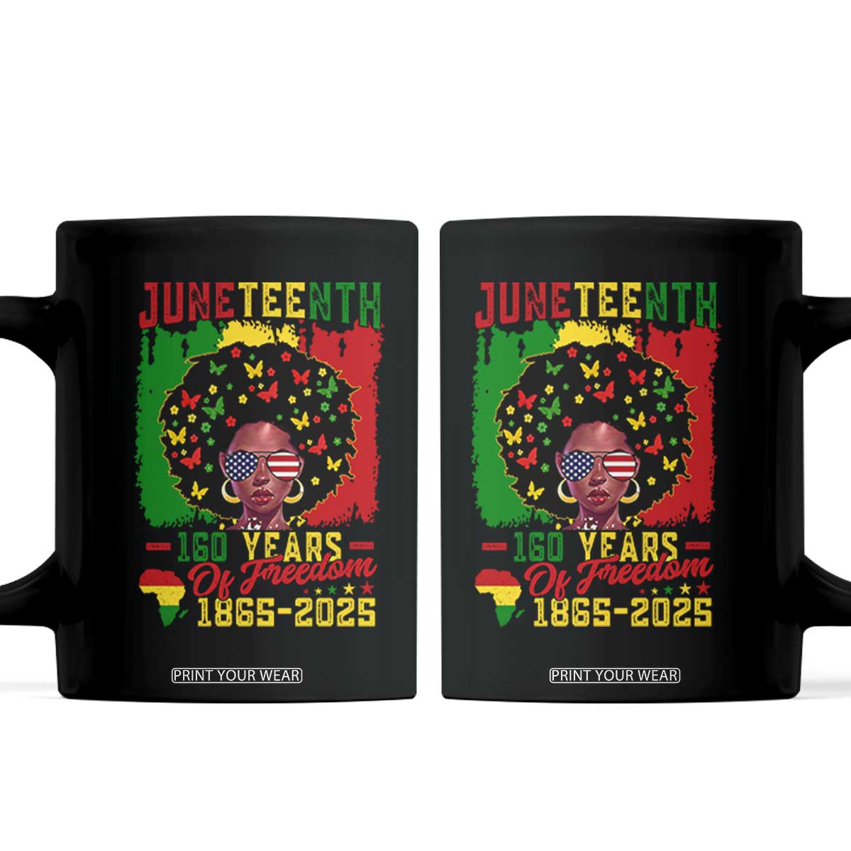 Juneteenth 160 Years Of Freedom Coffee Mug African American Pride TS11 Black Print Your Wear