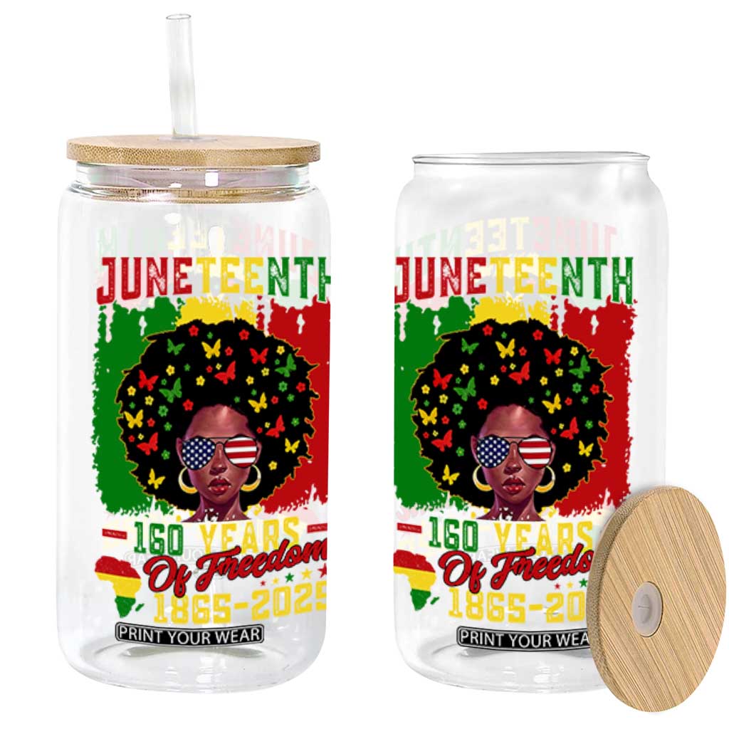 Juneteenth 160 Years Of Freedom Glass Can African American Pride TS11 Black Print Your Wear