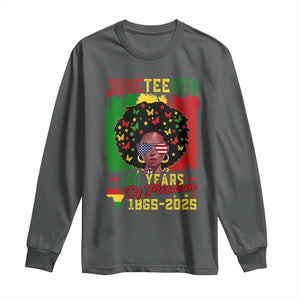 Juneteenth 160 Years Of Freedom Long Sleeve Shirt African American Pride TS11 Dark Heather Print Your Wear