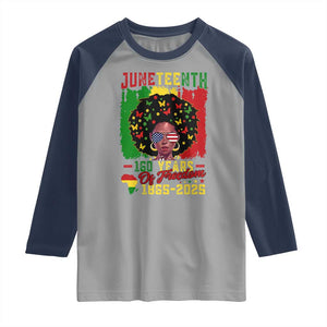 Juneteenth 160 Years Of Freedom Raglan Shirt African American Pride TS11 Sport Gray Navy Print Your Wear