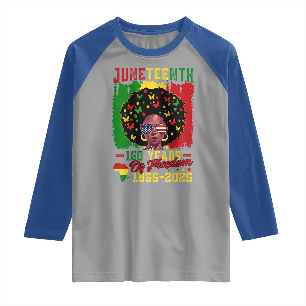 Juneteenth 160 Years Of Freedom Raglan Shirt African American Pride TS11 Sport Gray Royal Print Your Wear