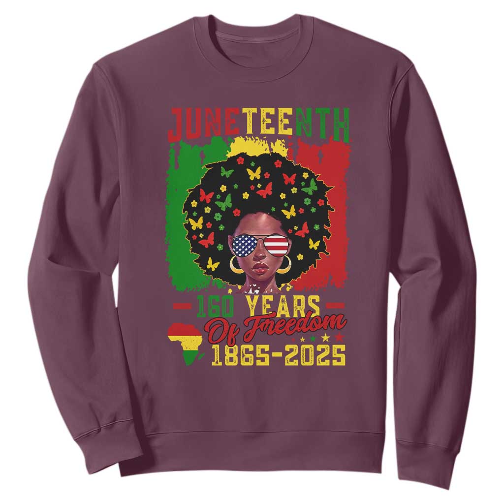 Juneteenth 160 Years Of Freedom Sweatshirt African American Pride TS11 Maroon Print Your Wear